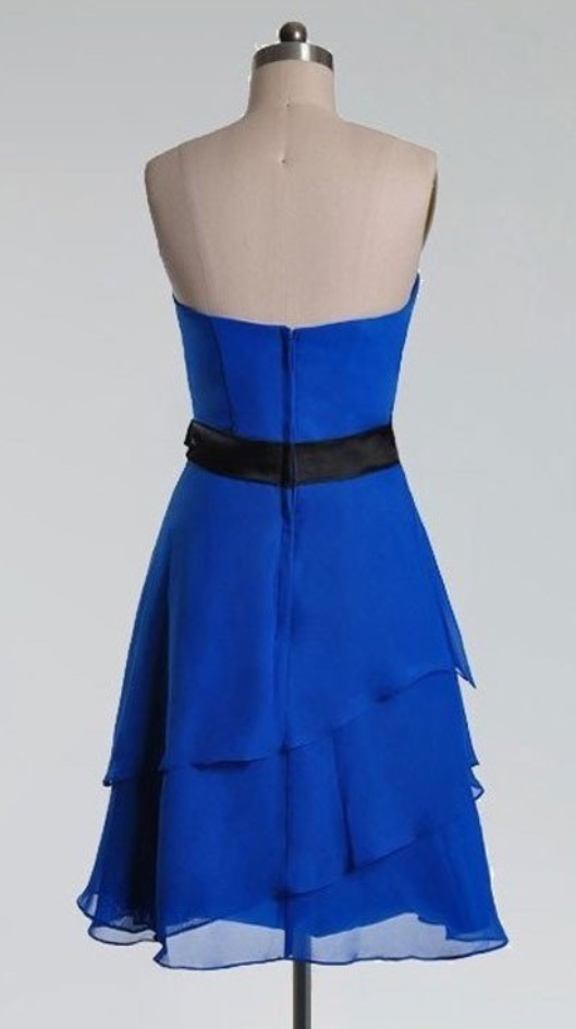 A-line Strapless Chiffon Dresses with Pockets Royal Blue