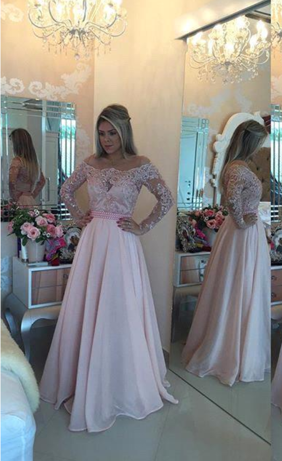 light pink long sleeved dress