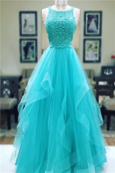 Turquoise Prom Dress Ball Gowns Prom Dress Elegant Prom Dress Lace Appliques Prom Gowns