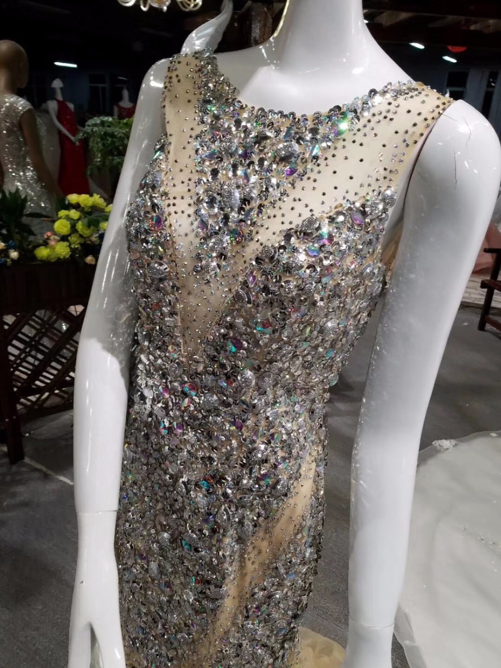 Sparkly Orange Sequins Mermaid Long Prom Dress