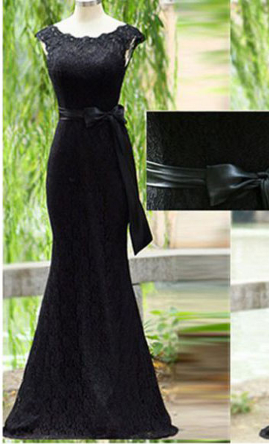 Evening Dress Floor-length , Sash Sheath Sleeveless, Backless Lace Jewel For Prom Outlet Dresses