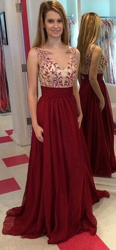 A Glamorous Evening Gown, Wine Red Flower Ball Gown, Sleeveless Party Dress.