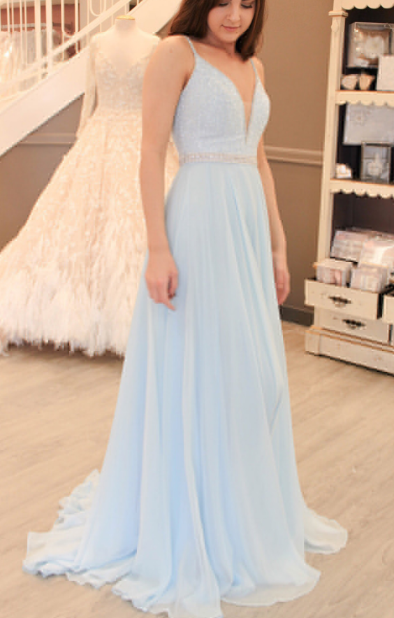 Spaghetti Straps Prom Dress,prom Dress 2018 Long, V Neck Prom Dress,a Line  Prom Dress,floor Length Prom Dress,beading Prom Dress,prom Dress For