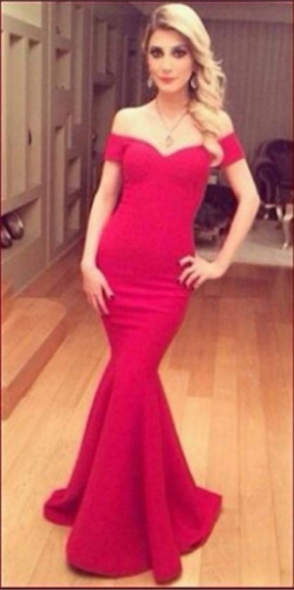 Sexy Off Shoulder Floor Length Sweep Train Burgundy Sequin Mermaid Evening Dress main image 0