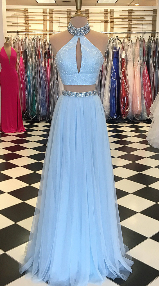high neck beaded prom dress Ashley Lauren 1624 Beaded Evening Gown High Neckline With Center Slit Cap  Sleeves main image 1