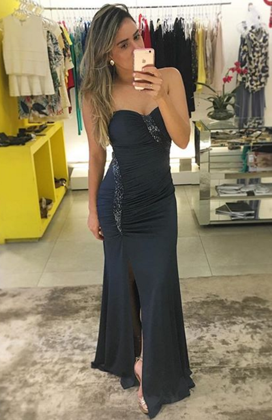Fabulous Sweetheart Ruched Mermaid Prom Dress Long Slit With Ruffle,F04841 main image 1