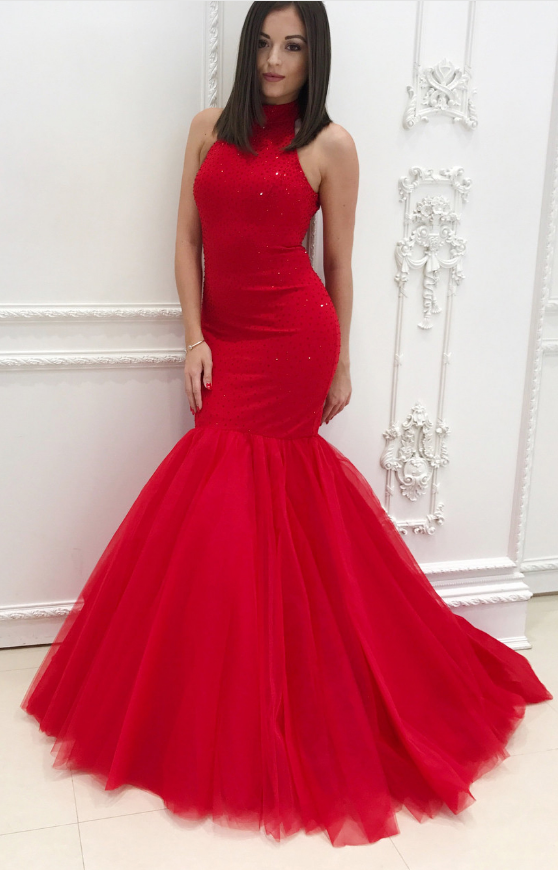 Gorgeous Mermaid Long Red Prom Dress Evening Dress