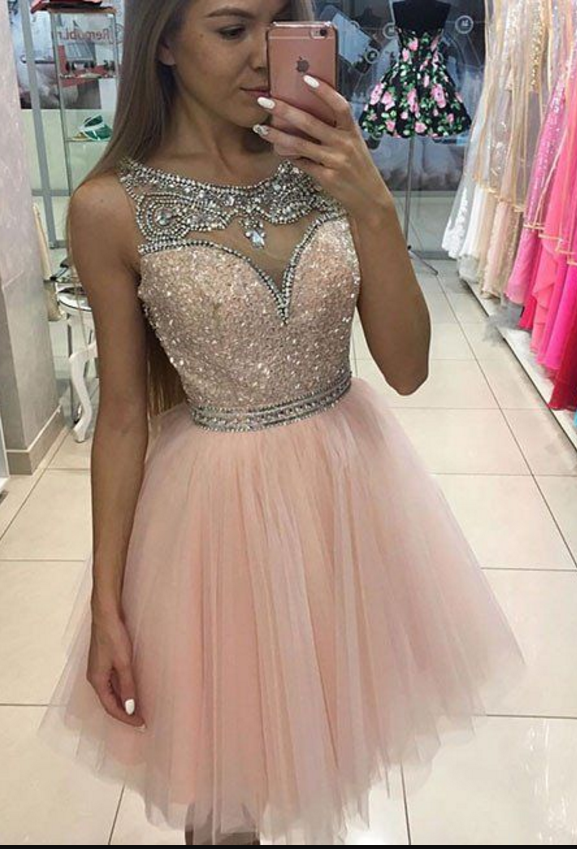 Strapless Short Pink Lace Prom Dresses, Short Pink Lace Graduation  Homecoming Dresses