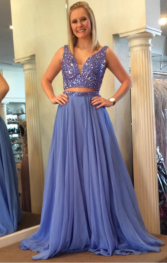 Lavender Prom Dress,two Piece Prom Dress,long Prom Dresses,2 Piece Prom Gowns on Luulla