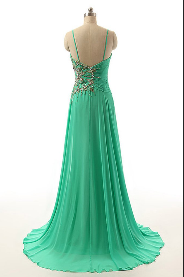 Charming Straps Beading Vintage Formal Long Prom Dress Evening Dress main image 1