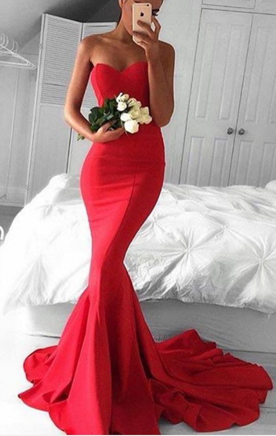 sweetheart mermaid formal dress Red Sweetheart Mermaid Sequined Long Formal Prom Dresses With Slit Red / 16