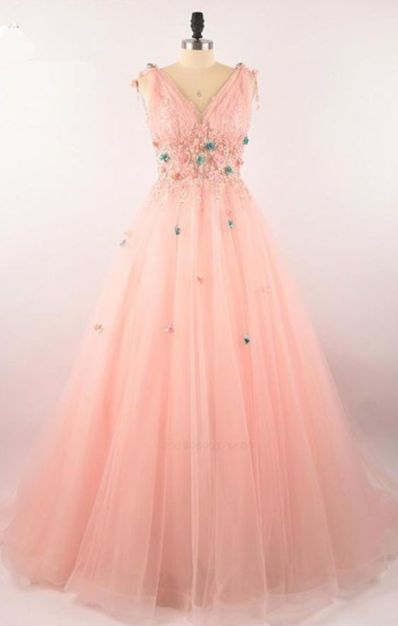 Chic Prom Dresses Floor-length Pink Prom Dress/evening
