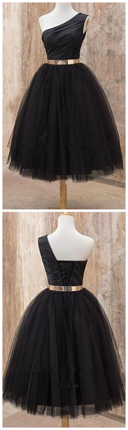 A Line Black Sleeveless Tulle Knee Retract Your Waist Length Homecoming Dresses
