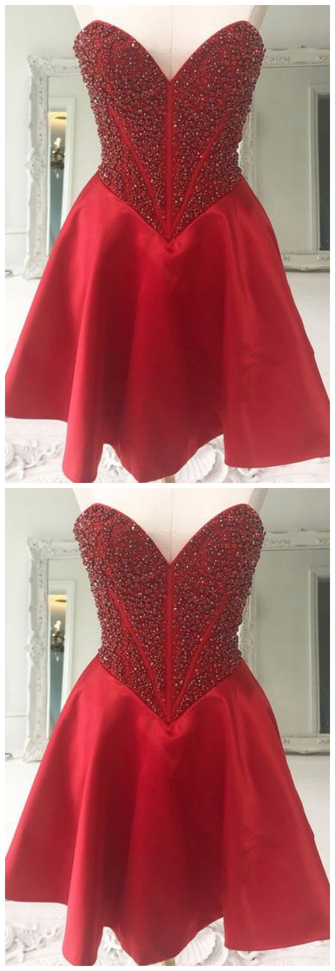 A-Line Sweetheart Neck Spaghetti Straps 3D Flower Homecoming Dress WH1012
