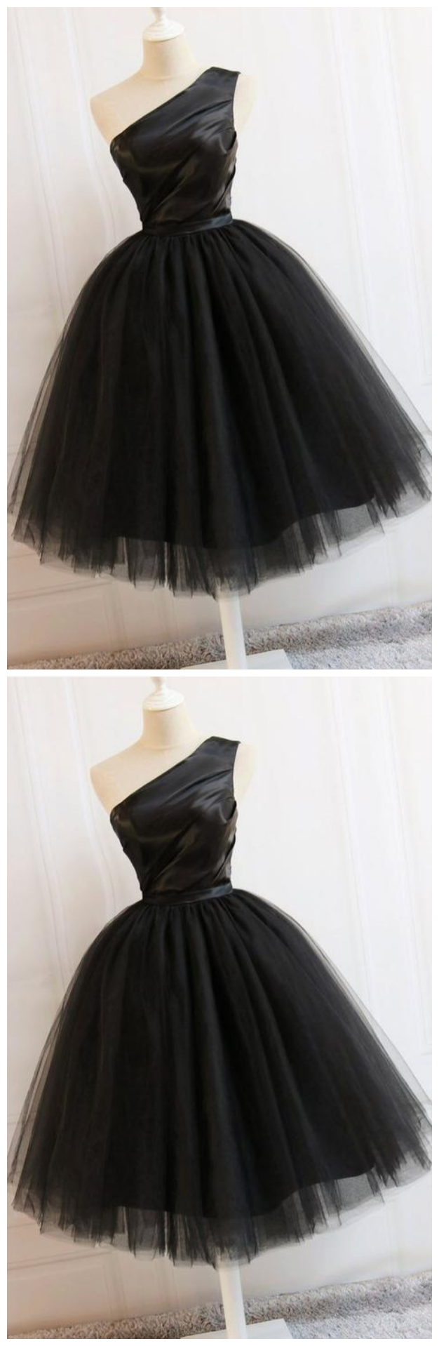Black One Shoulder A Line Homecoming Dresses Short Prom Dresses