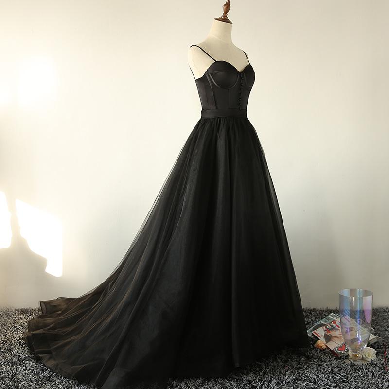 Glamorous Tulle Spaghetti Strap Prom Dress Sleeveless Ball Gown