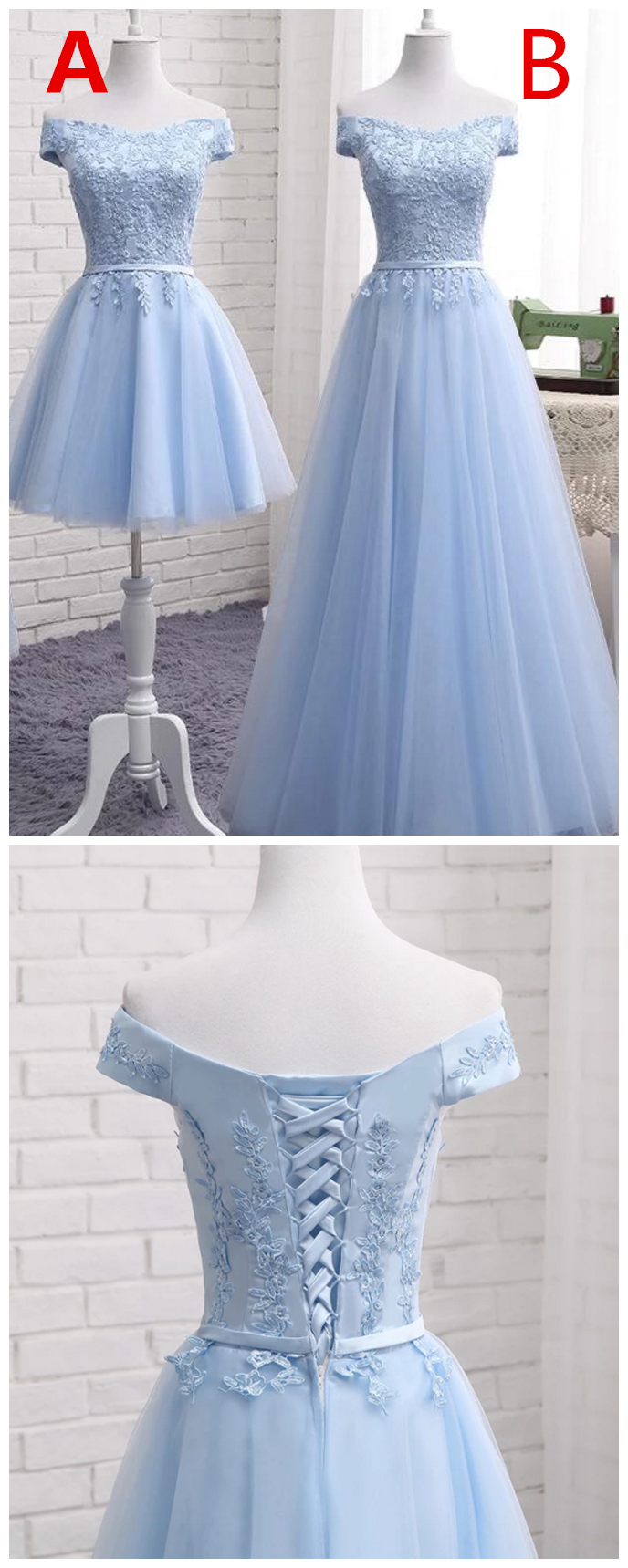 light blue tulle bridesmaid dress