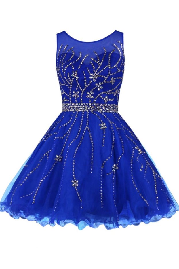 Homecoming Dresses, Graduation Dresses, Mini Party Dress, Homecoming Dresses With Silver Beaded, Short Prom Dresses, Royal Blue Prom Dresses