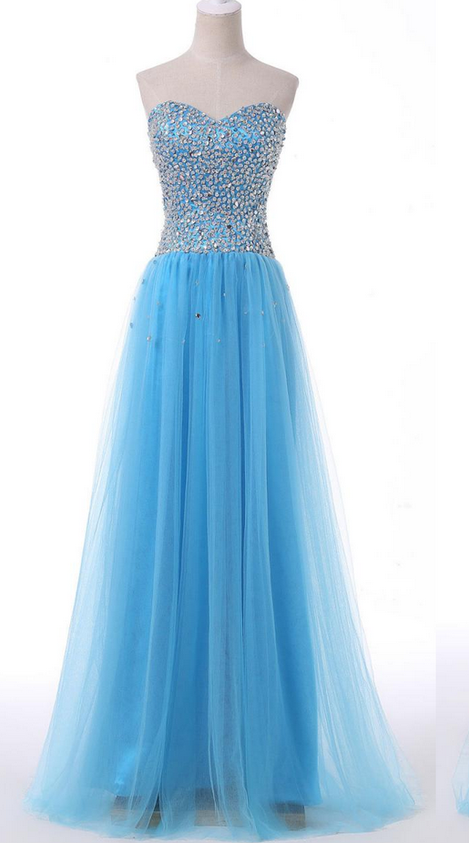 Blue Sequin Long Prom Dress, Formal Evening Dress, Custom Made Formal Prom Gowns
