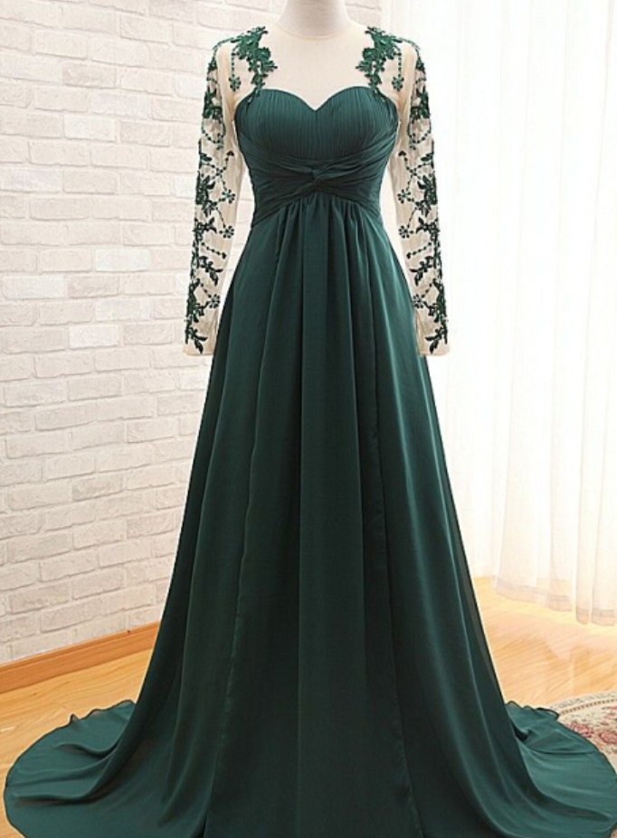 light green prom dress with sleeves