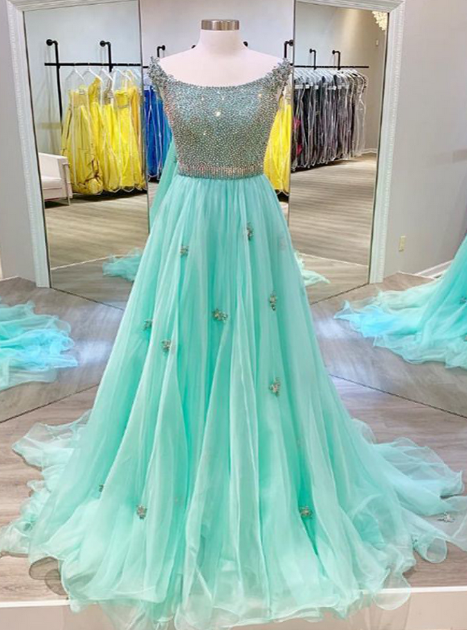 mint green sweet 16 dress Mint Green Tulle Sweet 16 Long Formal Dress, Green Sweetheart Evening Party  Dresses