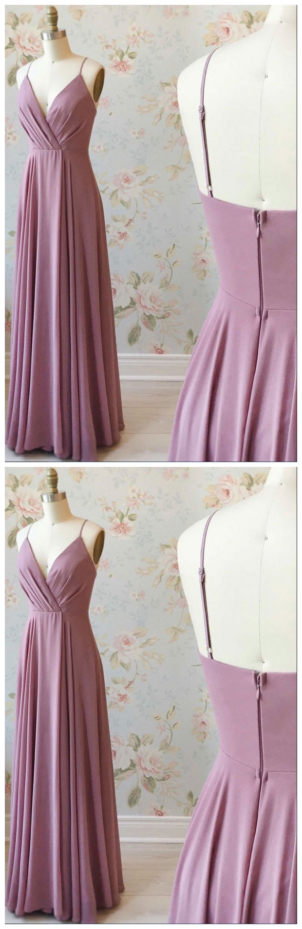 Chiffon Long Prom Dress, Pink Evening Dress