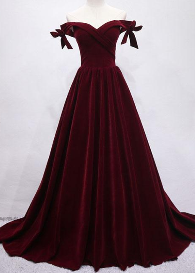 Burgundy Satin Long Prom Dress, Burgundy Evening Dress