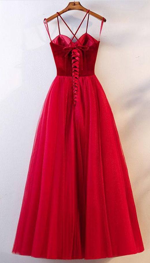 Red Tulle Long Prom Dress, Simple Red Tulle Evening Dress, on Luulla — free download