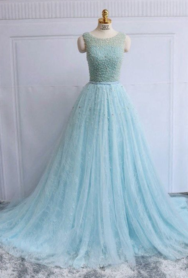 Selling Tulle And Beaded Lace Prom Dress Long,