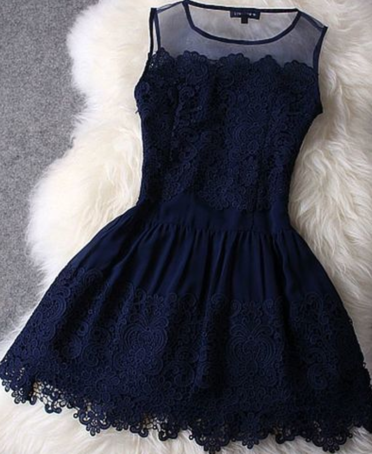 Spark Queen Sleeveless See-through Embroidery Lace Short Prom Dress Fashion Mini Dress