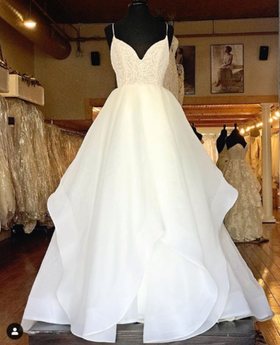 Pretty Spaghetti Straps White Wedding Dresses, Custom Made Wedding Gown