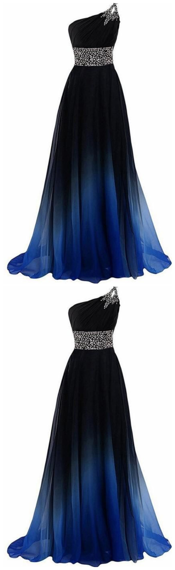 One Shoulder Beaded Long Prom Dress Custom Made Women Party Gowns