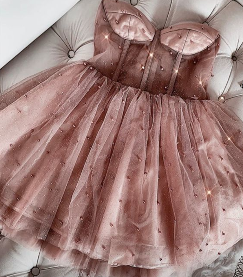 Princess Short Blush Pink Party Dress With Sweetheart Neckline