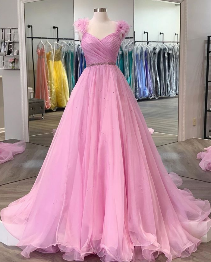 Gradient Pink Sweetheart Floor Length Party Dress, A-line Gradient Long Formal Prom Dress