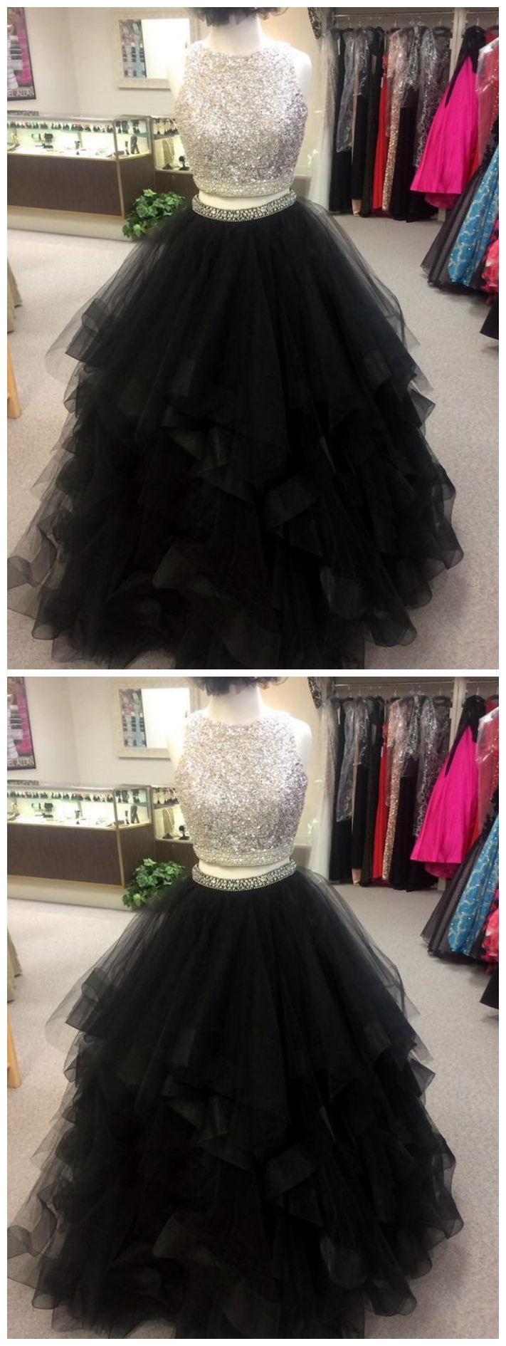 Prom Dress,ball Gowns Prom Dress,sequin Beaded Prom Gowns,two Piece Prom Dresses,ball Gowns Prom Dresses