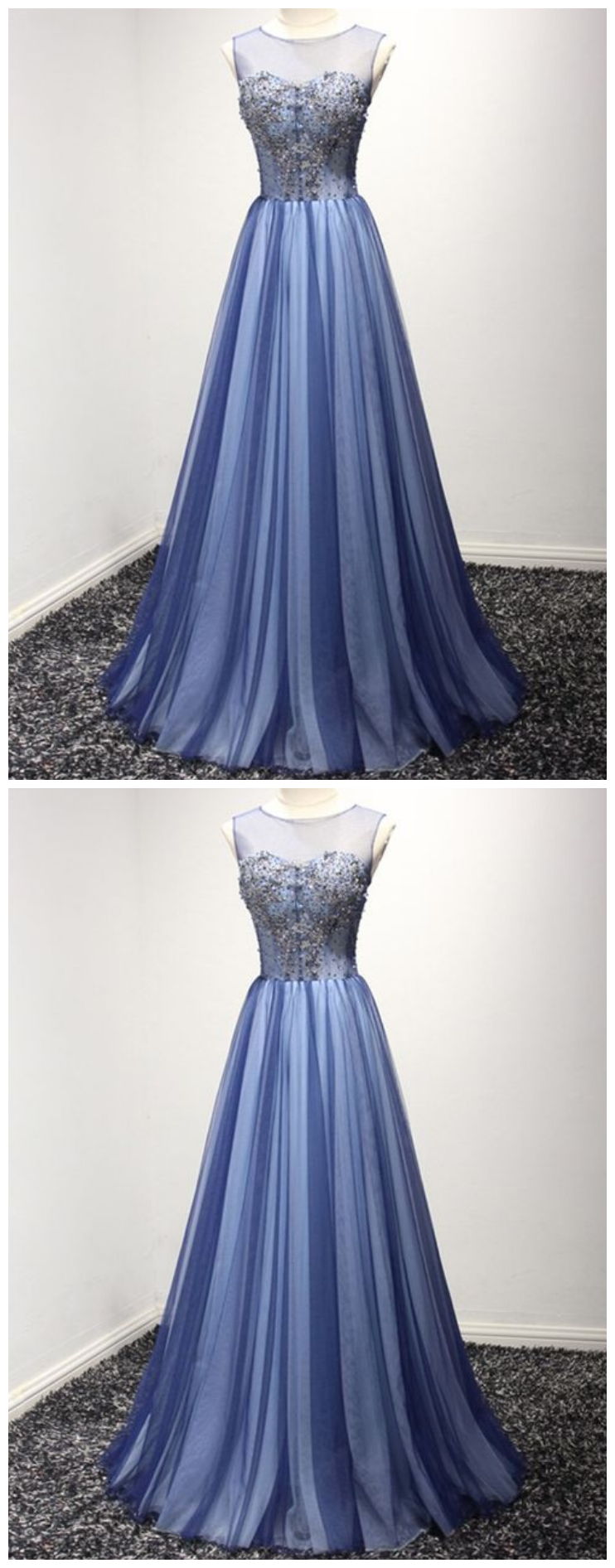 Unique Long Tulle Formal Dress With Sparkly Beading Online