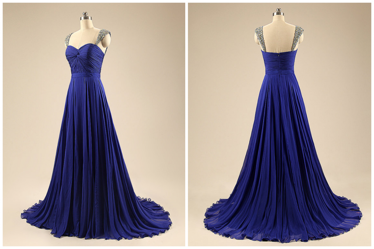 Beaded Sweetheart Layered Chiffon Gown