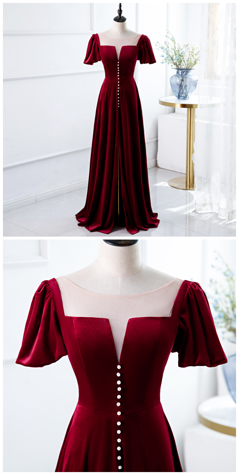 simple bridesmaid dress styles Floor Length Beach Lace Chiffon Jewel Wine Bridesmaid Dresses US14W / Custom Color