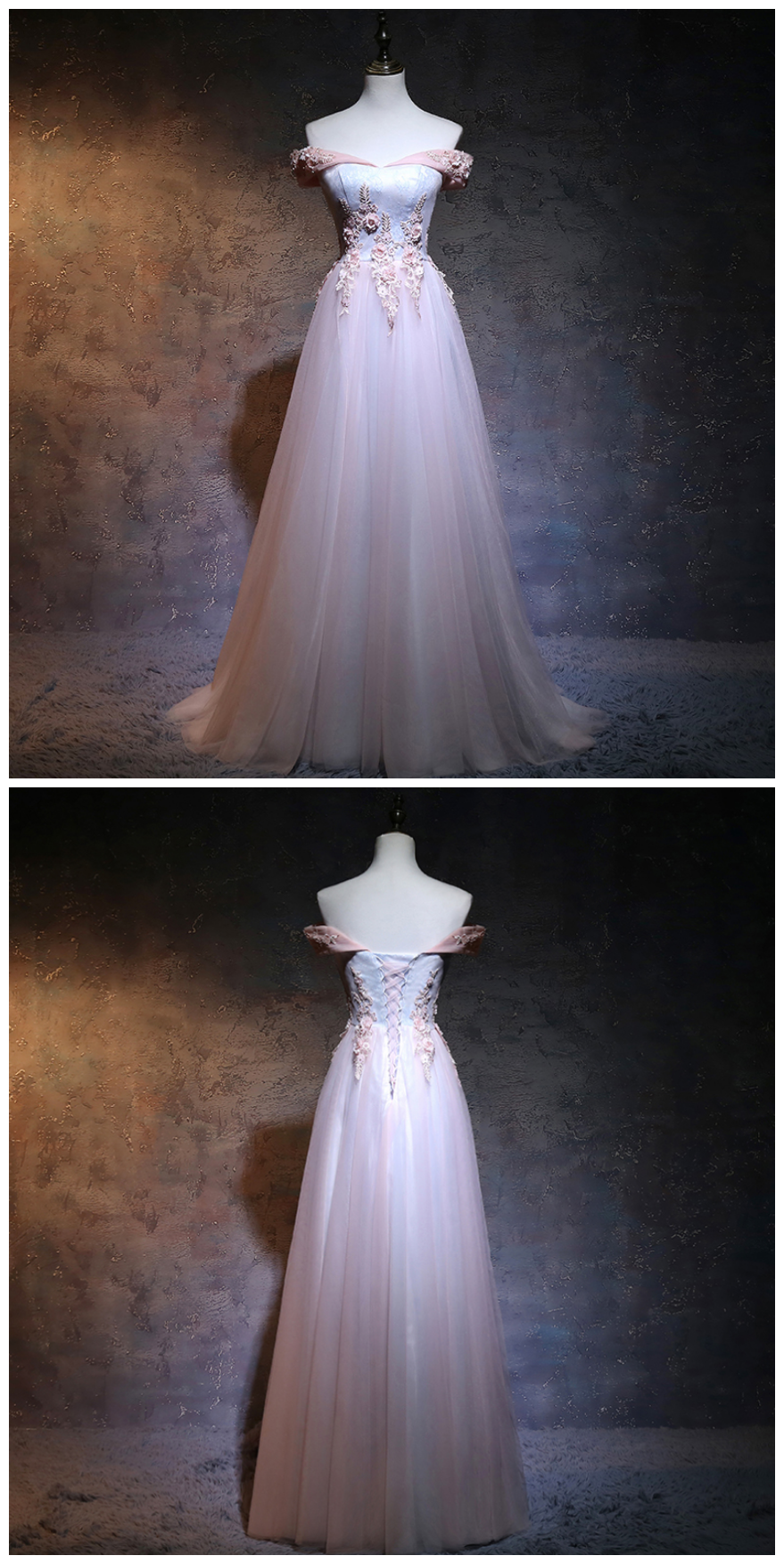 Beautiful Off Shoulder Style Lace Applique Bridesmaid Dress, Prom Dress