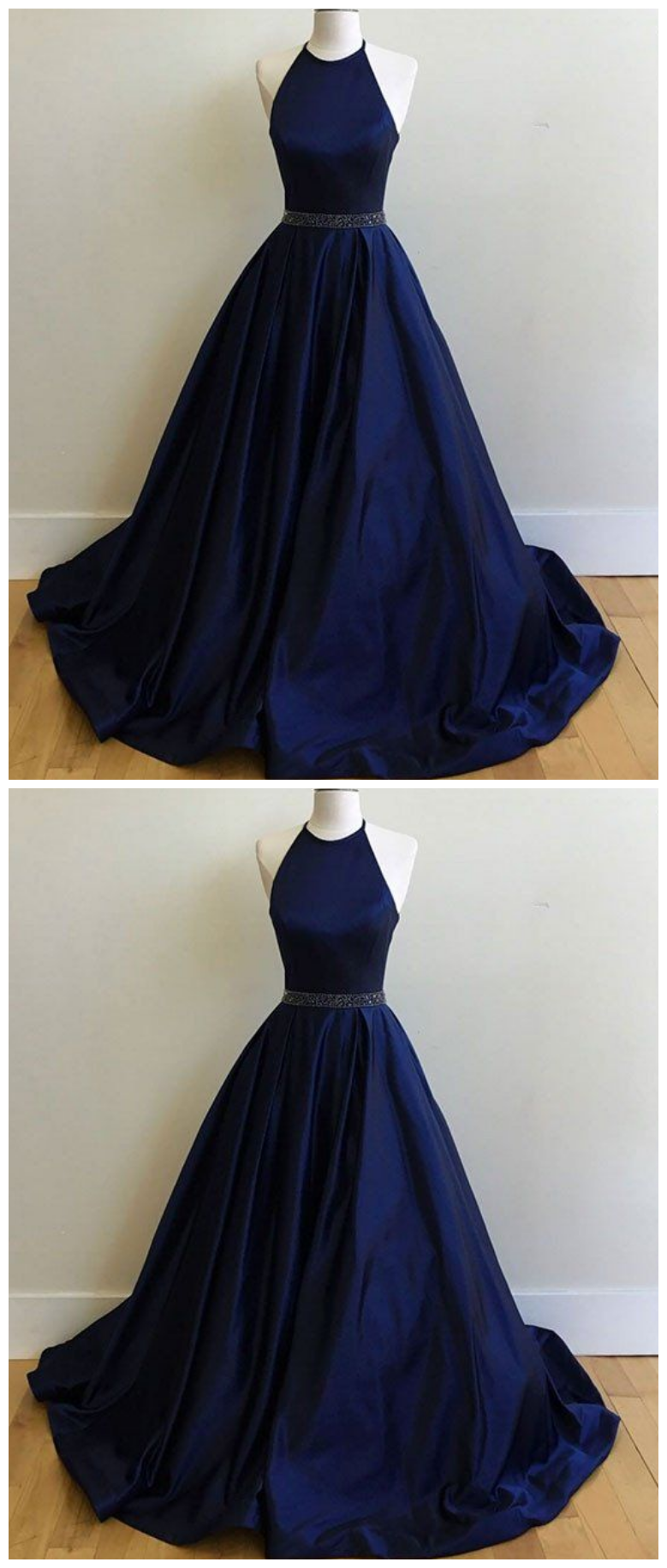 Charming Prom Dress,sexy Prom Dress, Simple Halter Prom Dress, Navy Prom Dresses, Ball Gowns