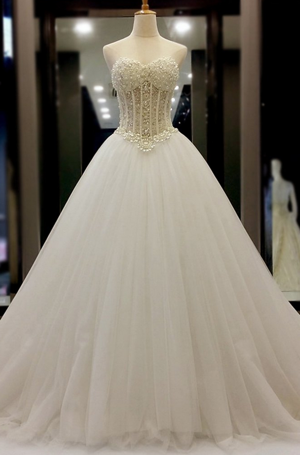 Structured Satin Gown with Beaded Sweetheart Corset Azalea main image 1