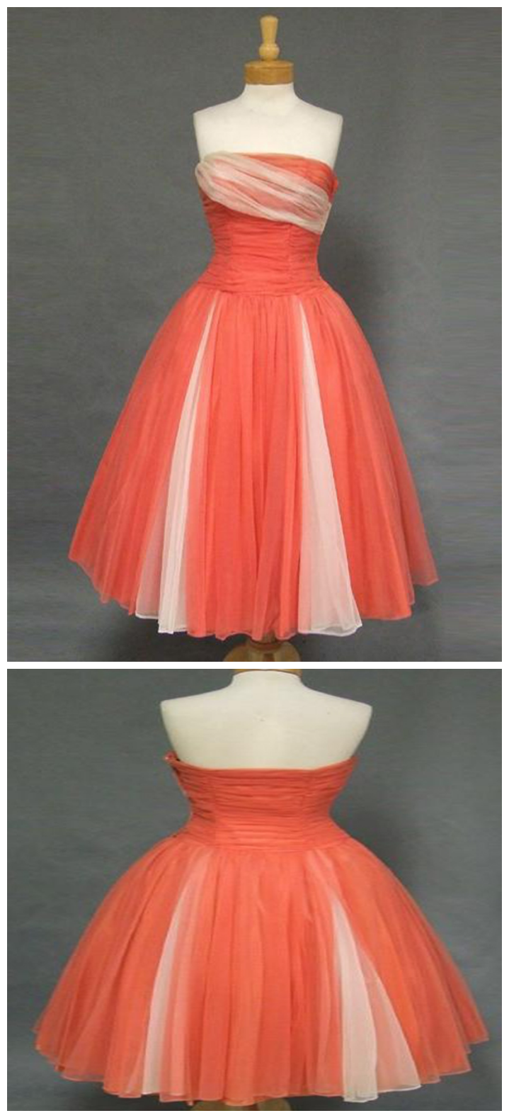 Strapless Homecoming Dresses, Length Homecoming Dresses,orange Homecoming Dress,tulle Homecoming Dresses