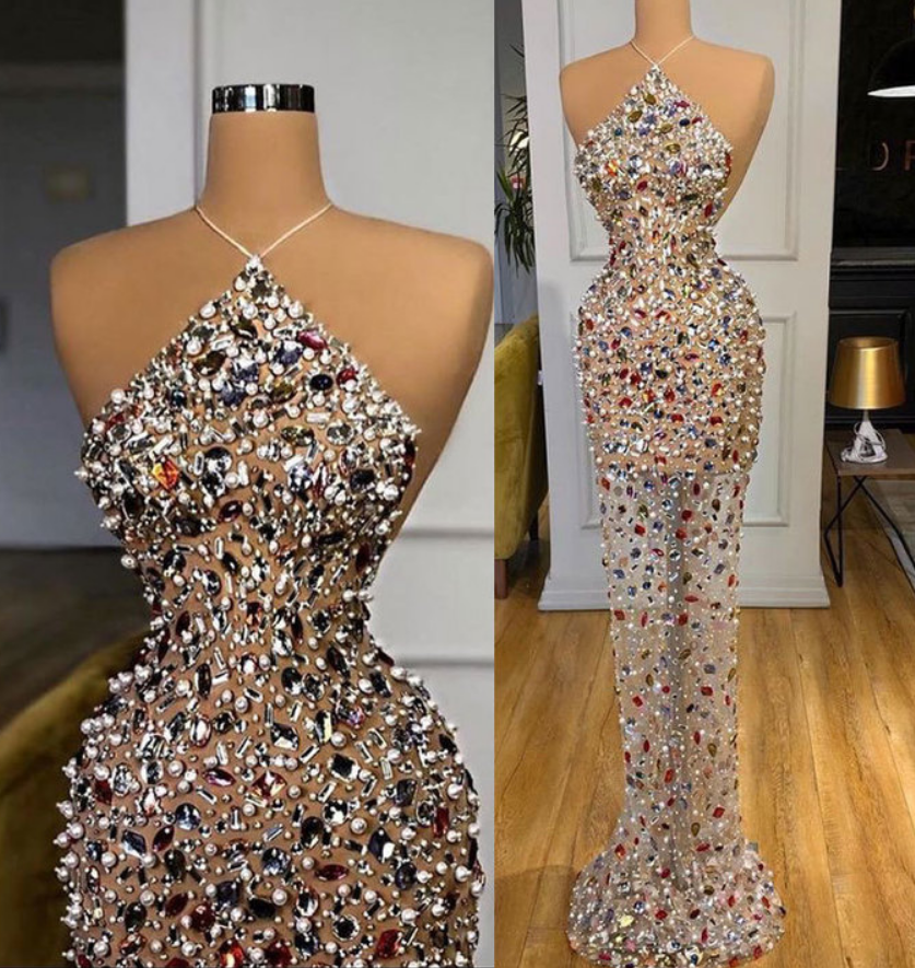Rhinestone halter dress