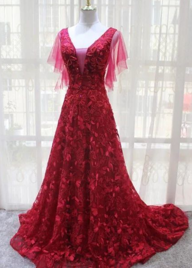 Lace A-line Long Prom Dress, Party Dress