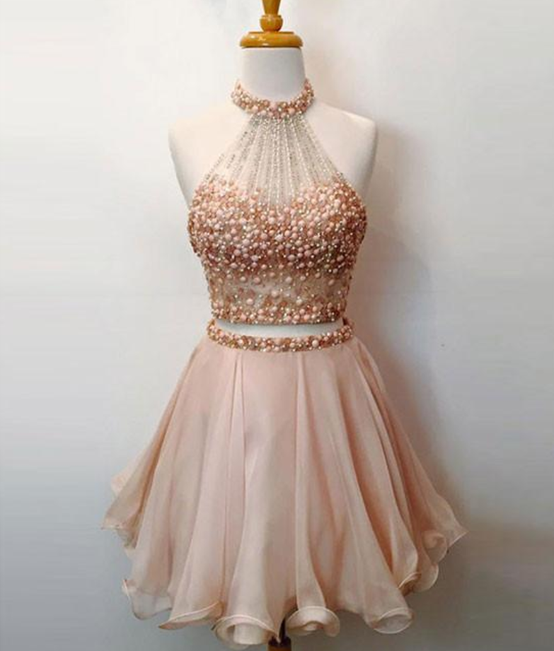 Cute Two Pieces Short Prom Dress, Cute Homecoming Dress