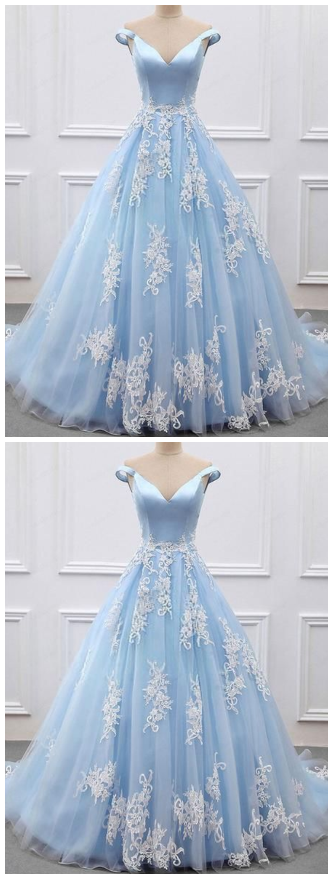 A-Line/Princess V-Neck Short Sleeves Floral Long Formal Prom Dresses With Flowers