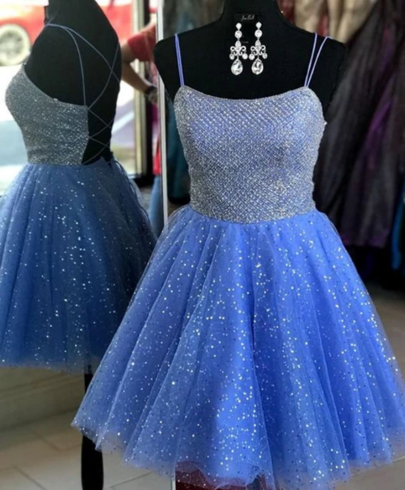 navy blue dress for baby girl Shinning Homecoming Dress, Short Prom Dress ,Winter Formal Dress, Pageant Dance Dresses, Back to School Party Gown