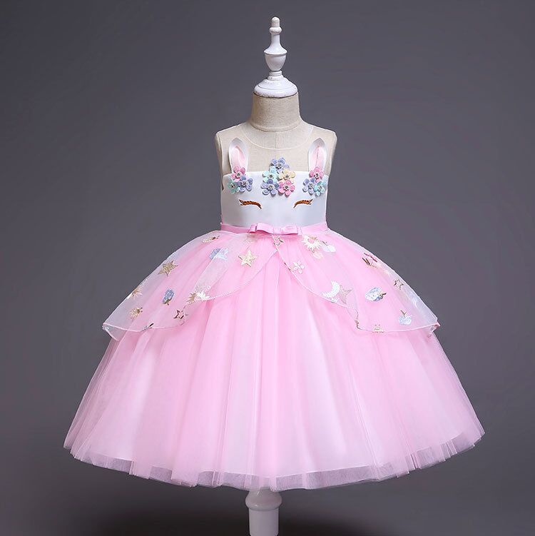 Flower Girl Dresses, Girl's Dress Princess Flower Child Wedding Dress Unicorn Children's Dress