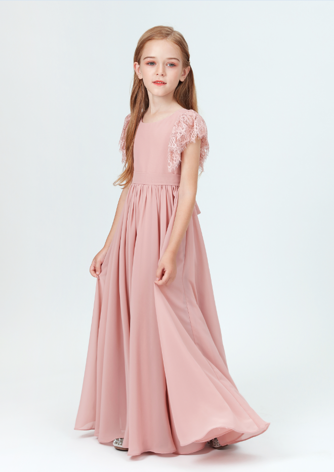 Flower Girl Dresses, 2021 Girl Wedding Party Dress Prom Gown Fashion Clothing Short Sleeve 10 Colors Little Bridesmaid Dresses For Gilr 2-14 Size