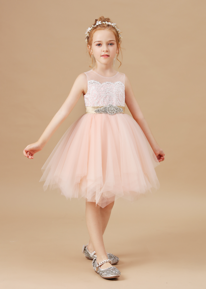 Flower Girl Dresses,kids Dresses For Girls Christmas Clothes Lace Decal Party Costume Children Elegant Prom Princess Kids Baby Dress 2-14y